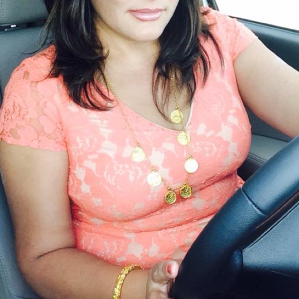 Peach color lace dress medium